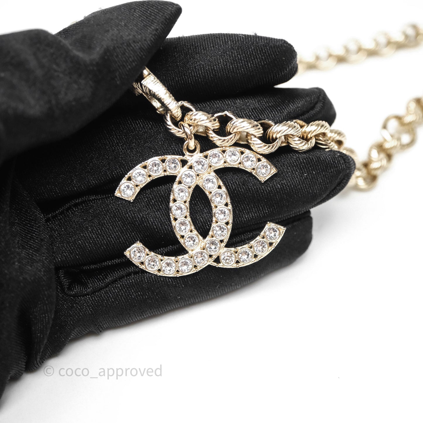 Chanel Crystals Logo Chain Belt Gold Tone 19S
