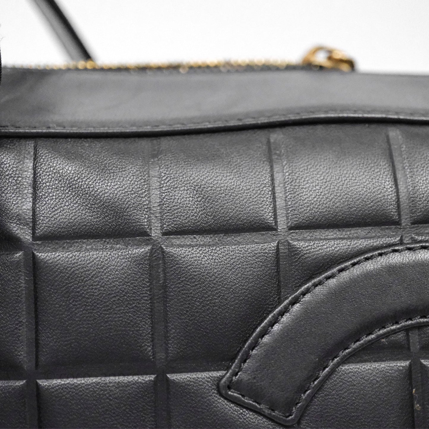 Chanel Vintage Chocolate Bar Shoulder Bag Black Lambskin