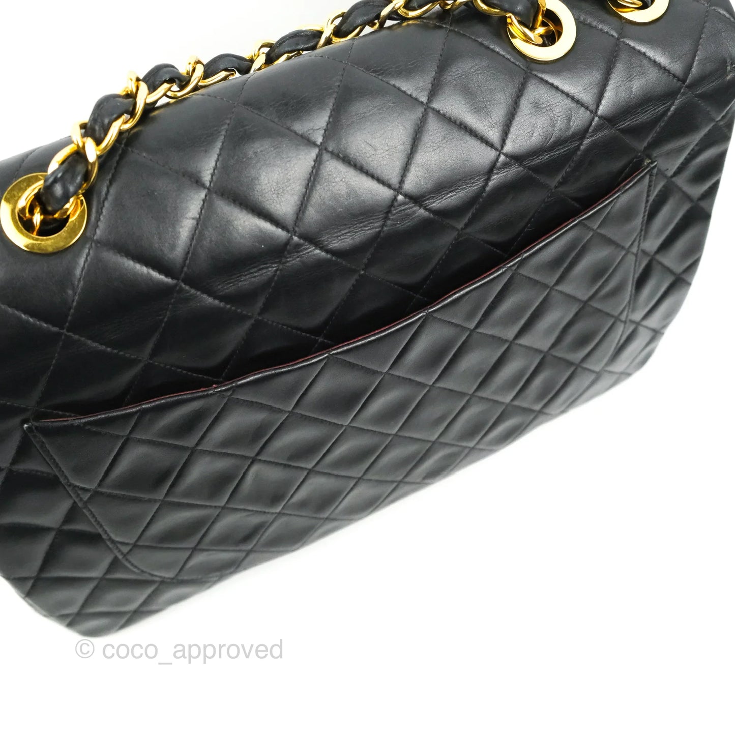 Chanel Vintage XL Jumbo Single Flap Black Lambskin 24K Gold Hardware