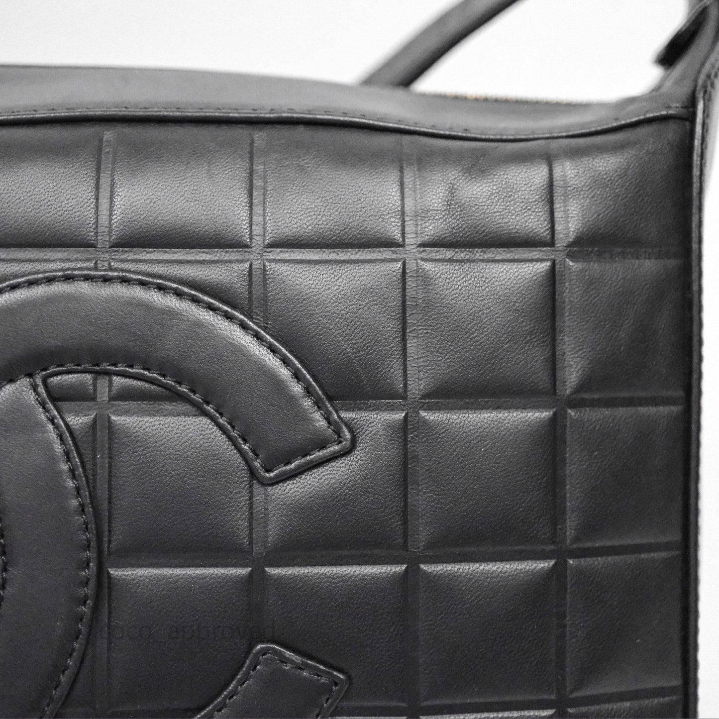 Chanel Vintage Chocolate Bar Shoulder Bag Black Lambskin