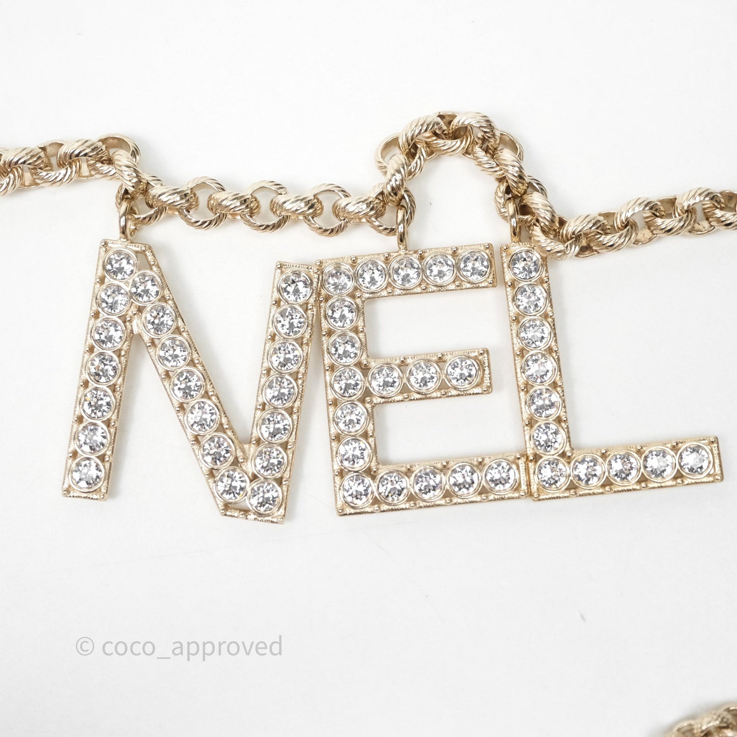 Chanel Crystals Logo Chain Belt Gold Tone 19S