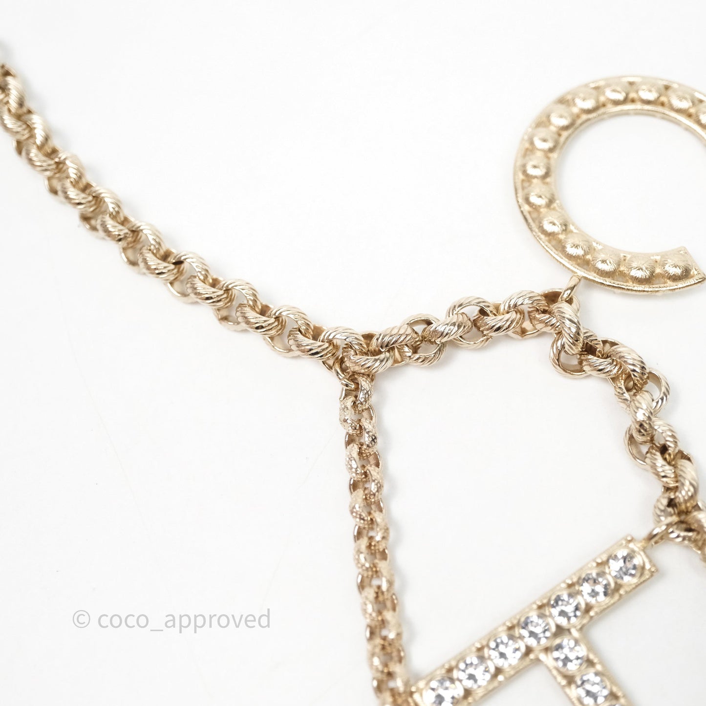 Chanel Crystals Logo Chain Belt Gold Tone 19S