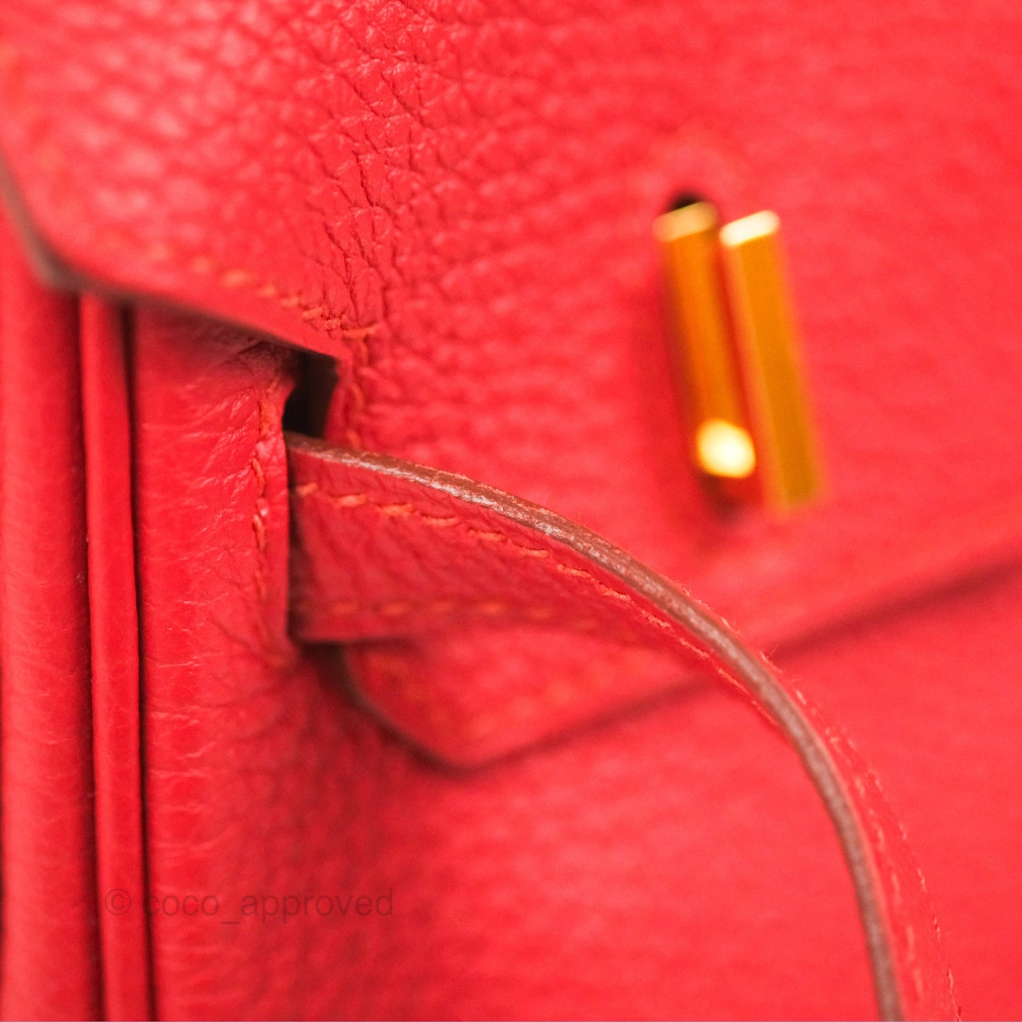 Hermes Birkin 25 Togo Rouge Vermillon Gold Hardware