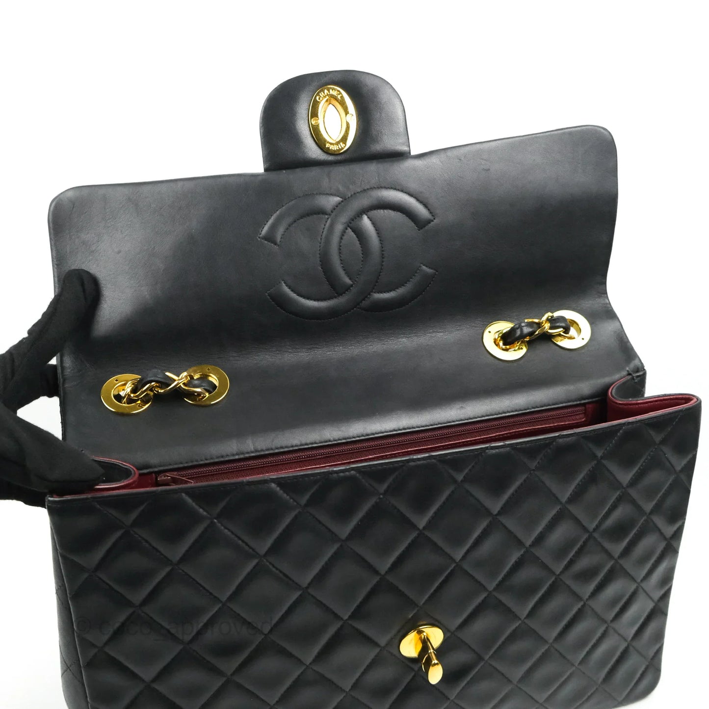 Chanel Vintage XL Jumbo Single Flap Black Lambskin 24K Gold Hardware