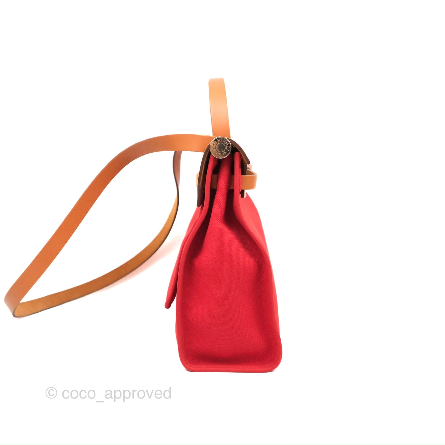Hermès Herbag Zip 31 Retourne Red/Natural Canvas Palladium Hardware