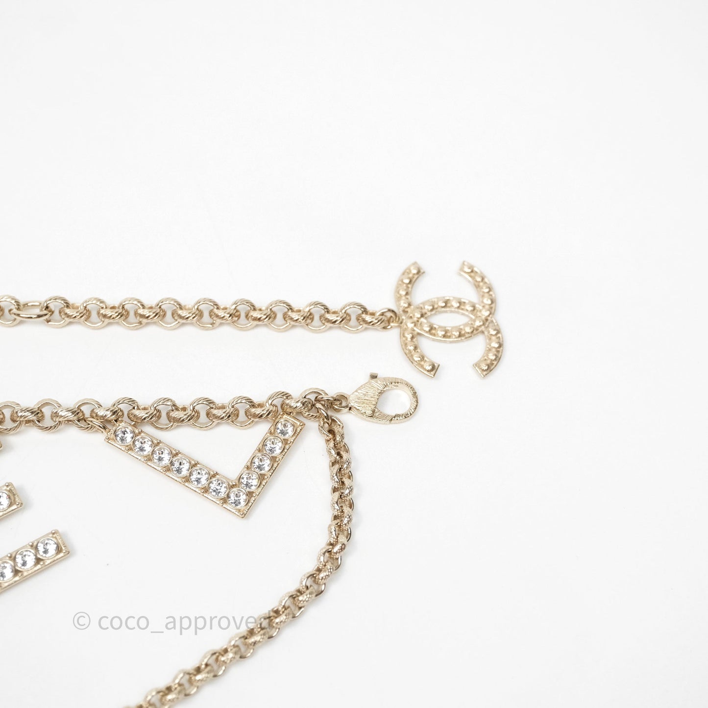 Chanel Crystals Logo Chain Belt Gold Tone 19S