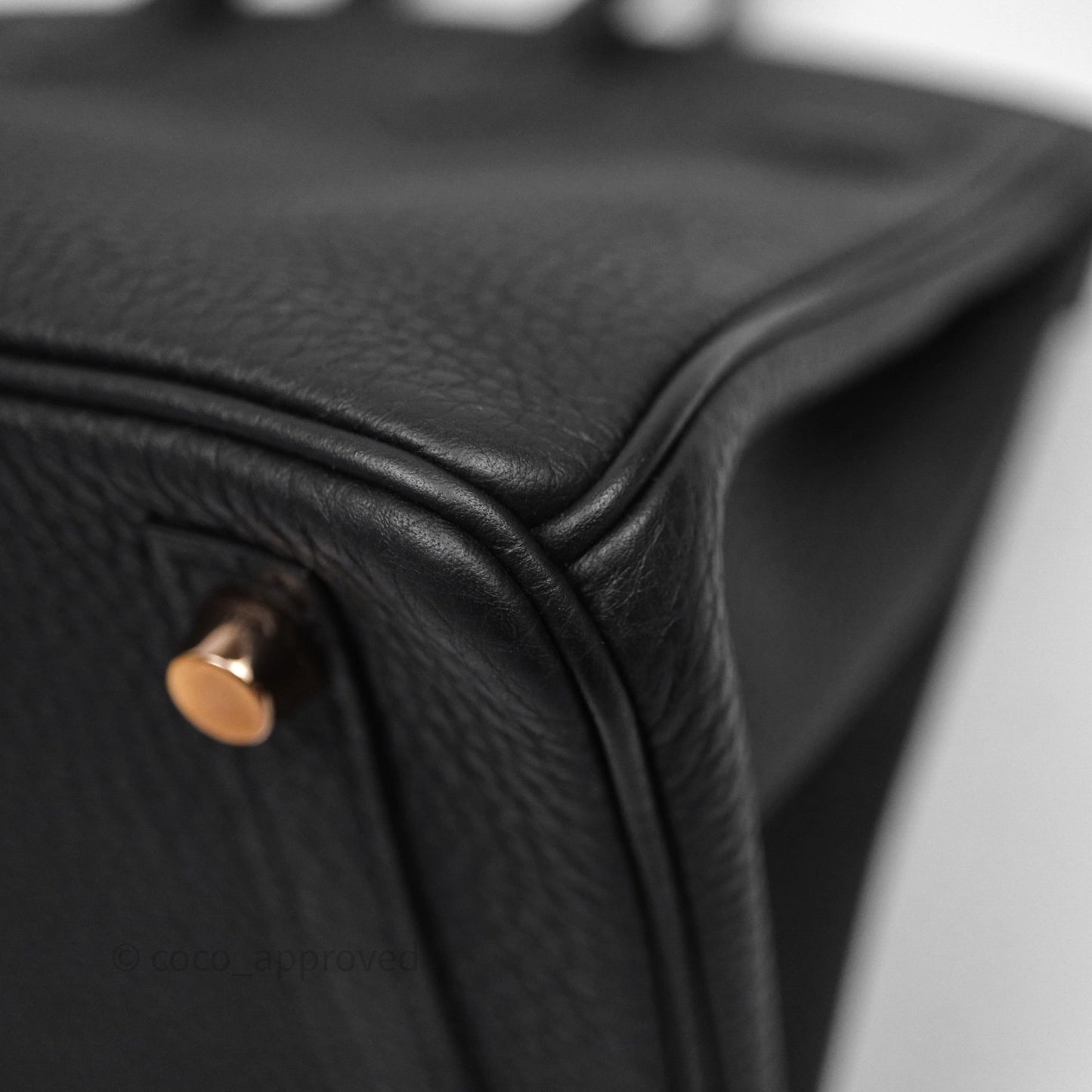 Hermes Birkin 25 Black 89 Togo Rose Gold Hardware