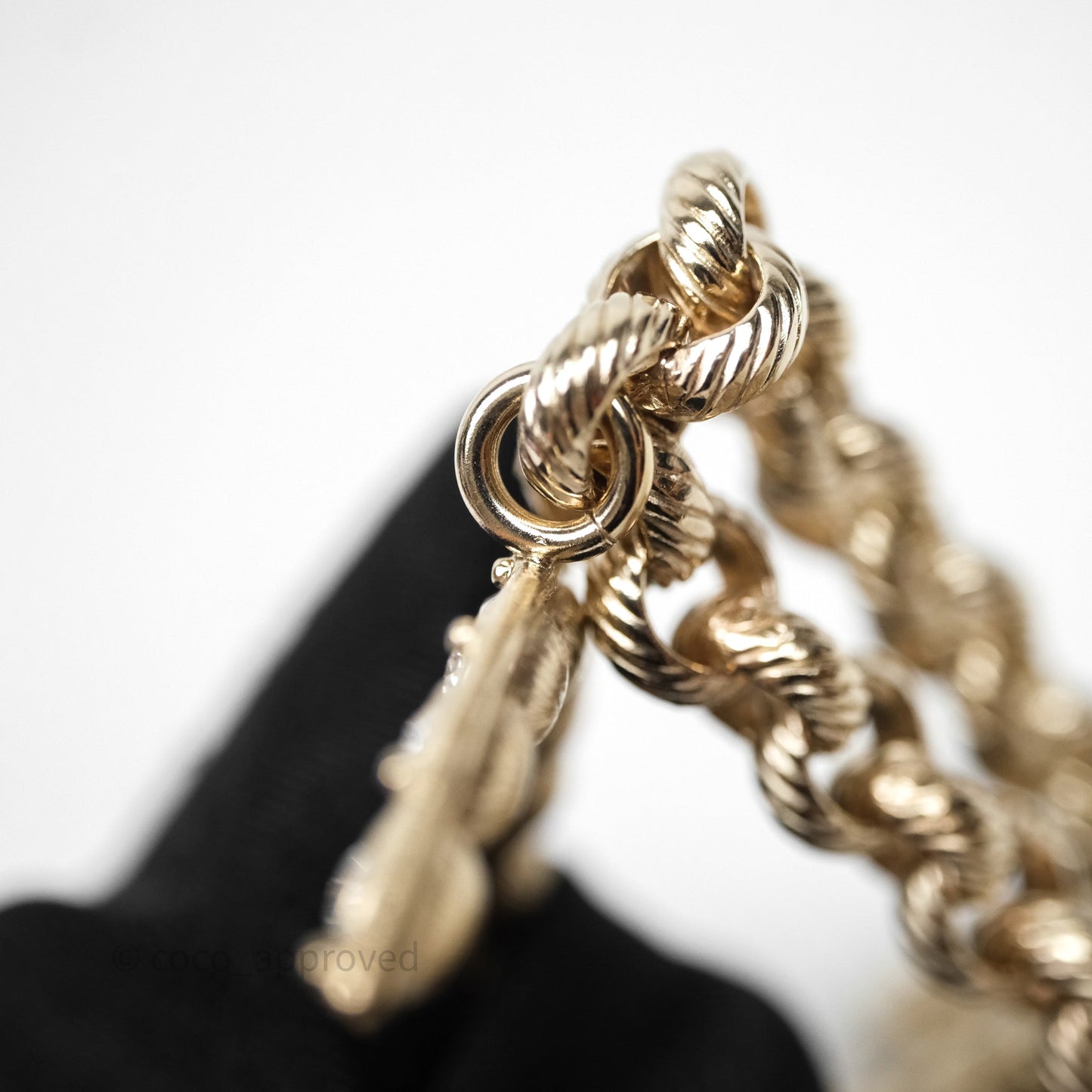 Chanel Crystals Logo Chain Belt Gold Tone 19S