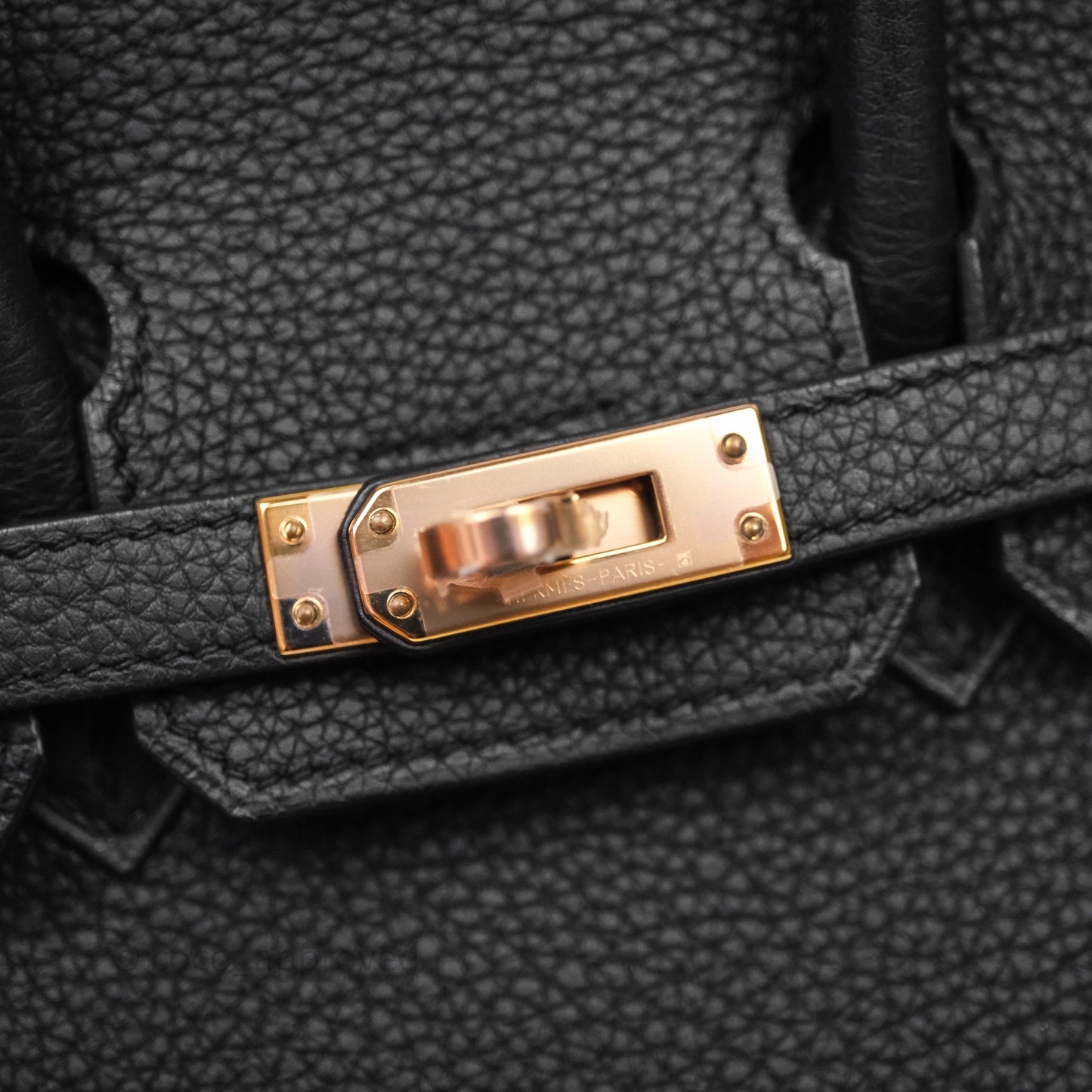 Hermes Birkin 25 Black 89 Togo Rose Gold Hardware