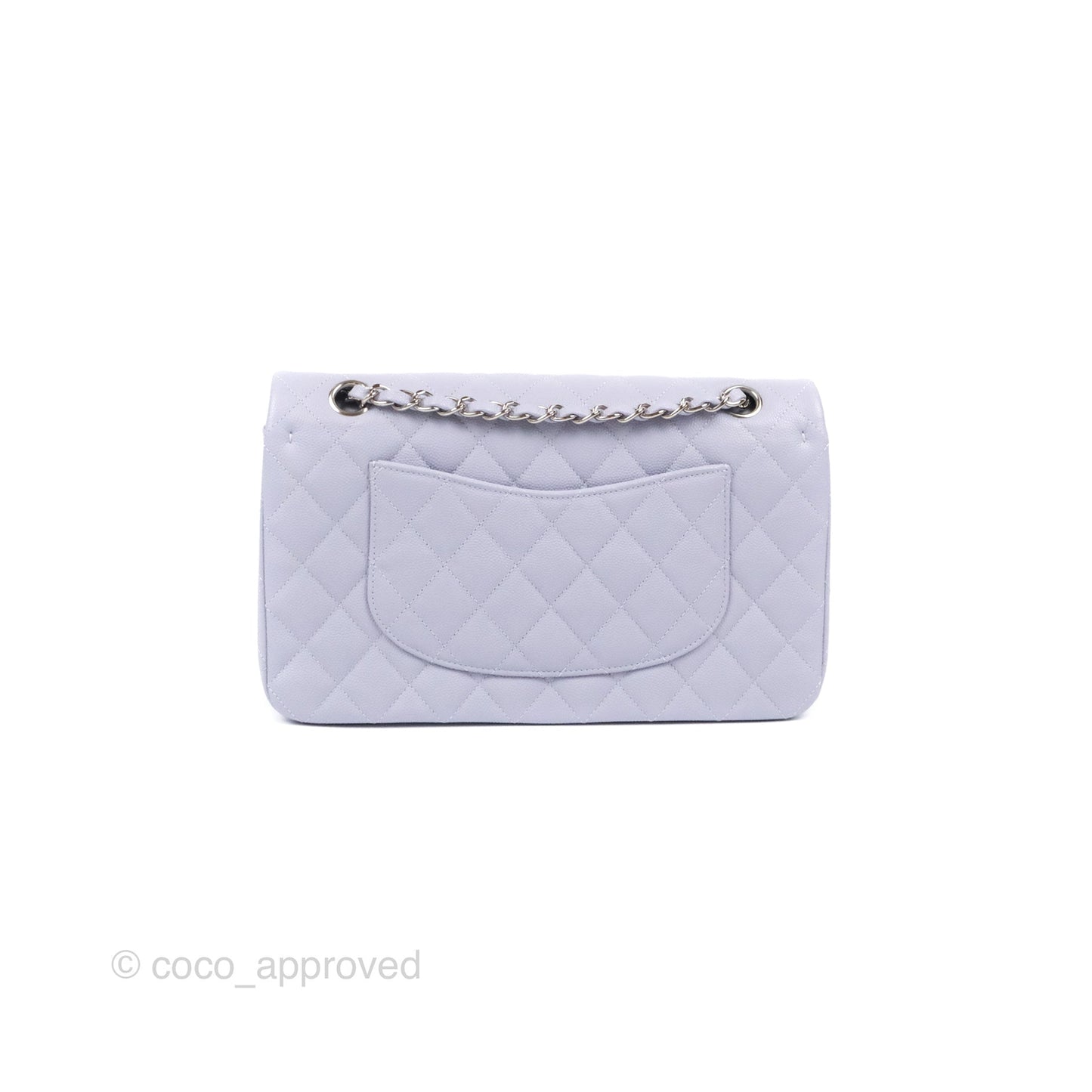 Chanel Classic M/L Medium Flap Quilted Lilac Caviar Silver Hardware