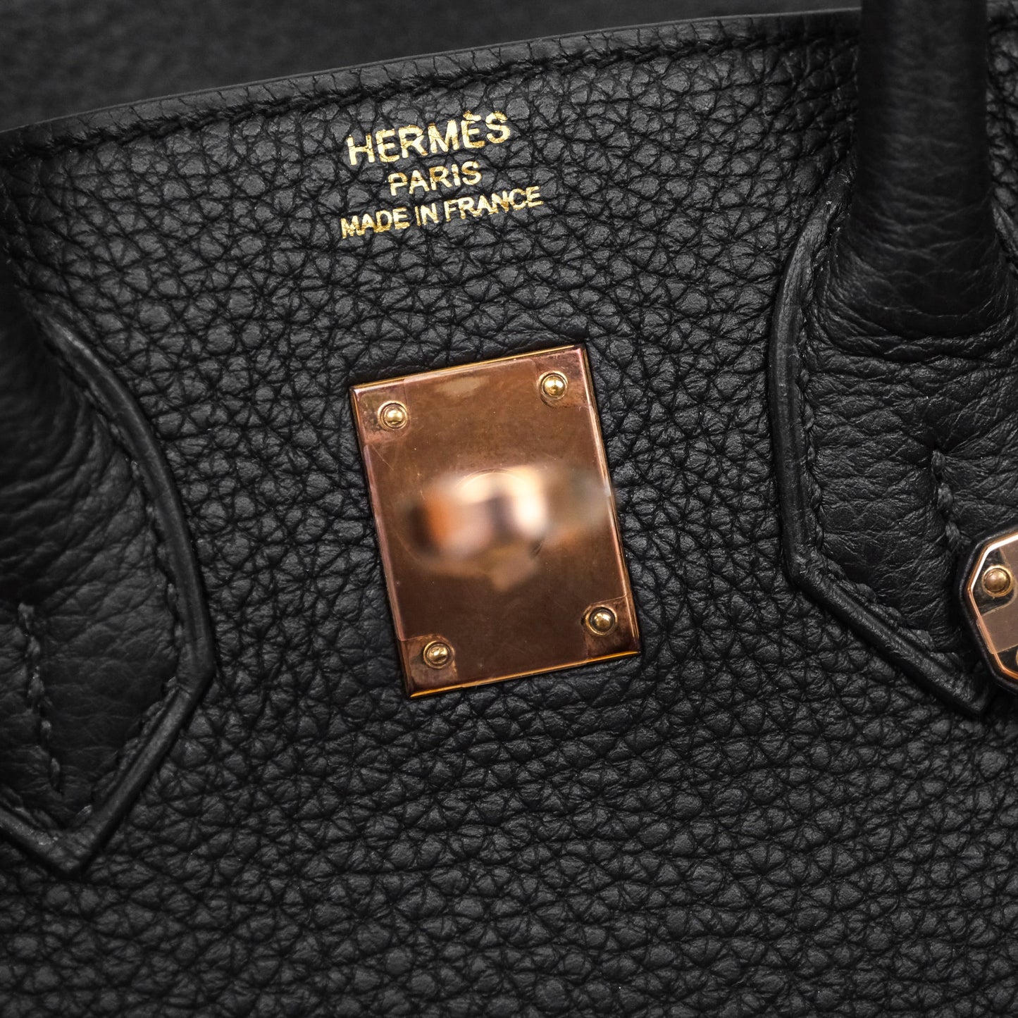 Hermes Birkin 25 Black 89 Togo Rose Gold Hardware