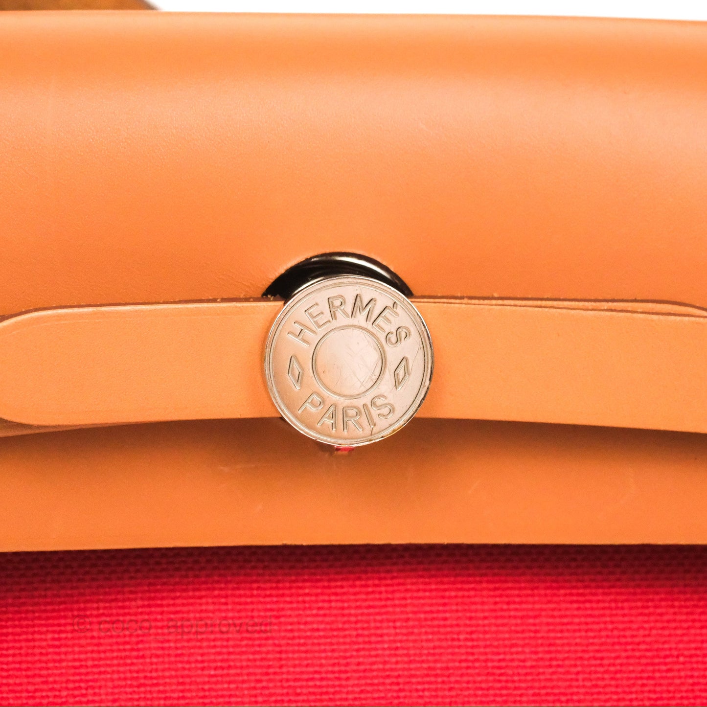 Hermès Herbag Zip 31 Retourne Red/Natural Canvas Palladium Hardware