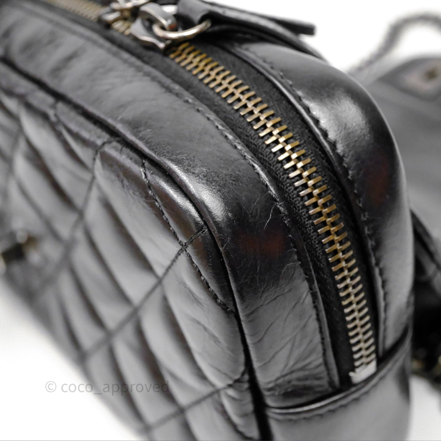 Chanel Flap Bag Black Glazed Calfskin Ruthenium Hardware