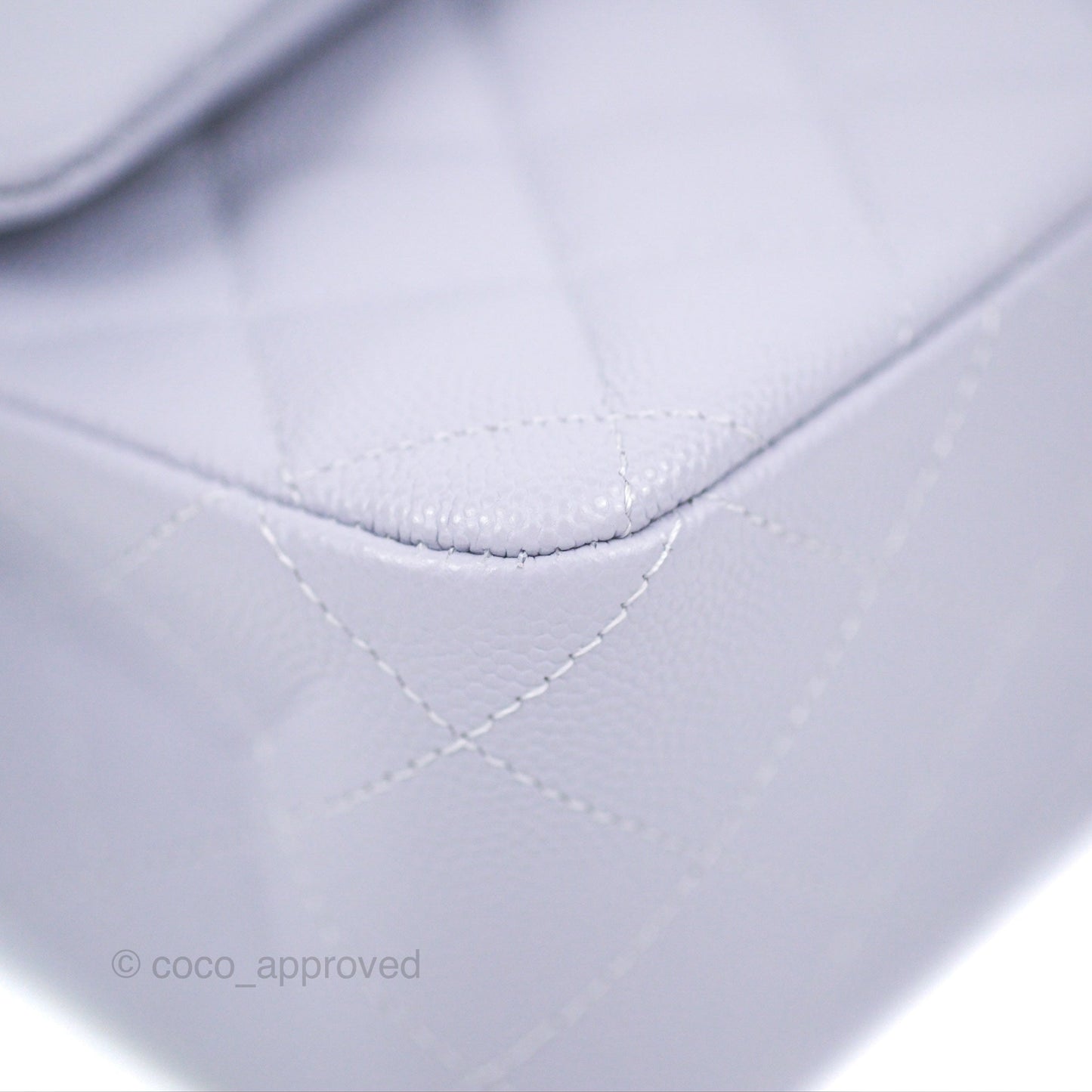 Chanel Classic M/L Medium Flap Quilted Lilac Caviar Silver Hardware