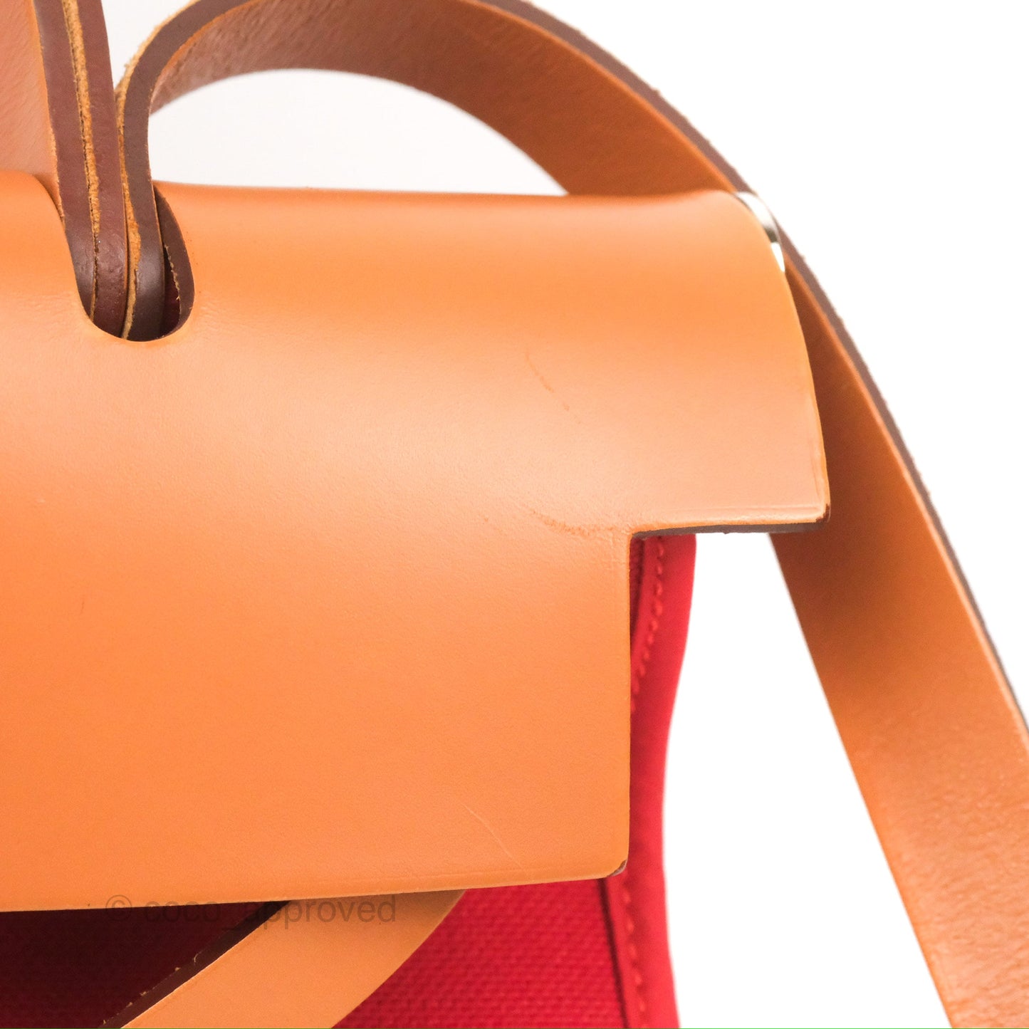 Hermès Herbag Zip 31 Retourne Red/Natural Canvas Palladium Hardware