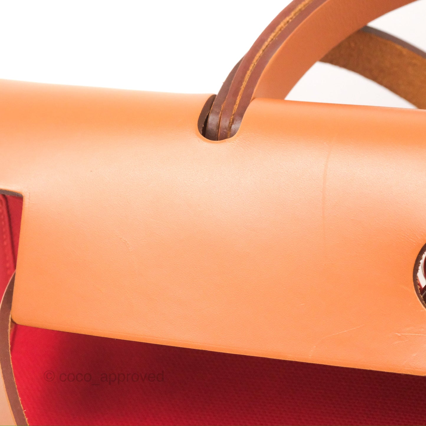 Hermès Herbag Zip 31 Retourne Red/Natural Canvas Palladium Hardware