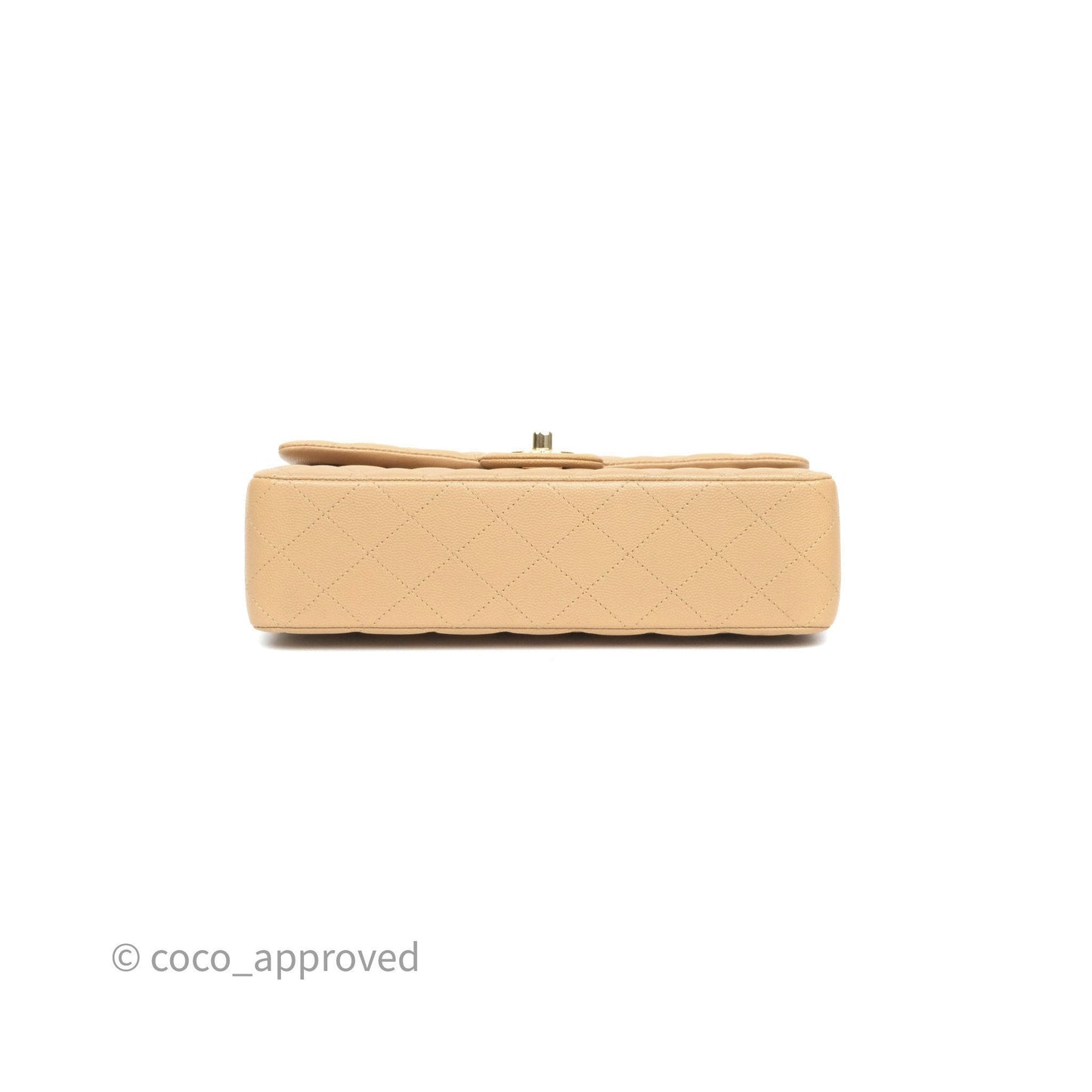 Chanel Classic M/L Medium Flap Quilted Beige Caviar Gold Hardware