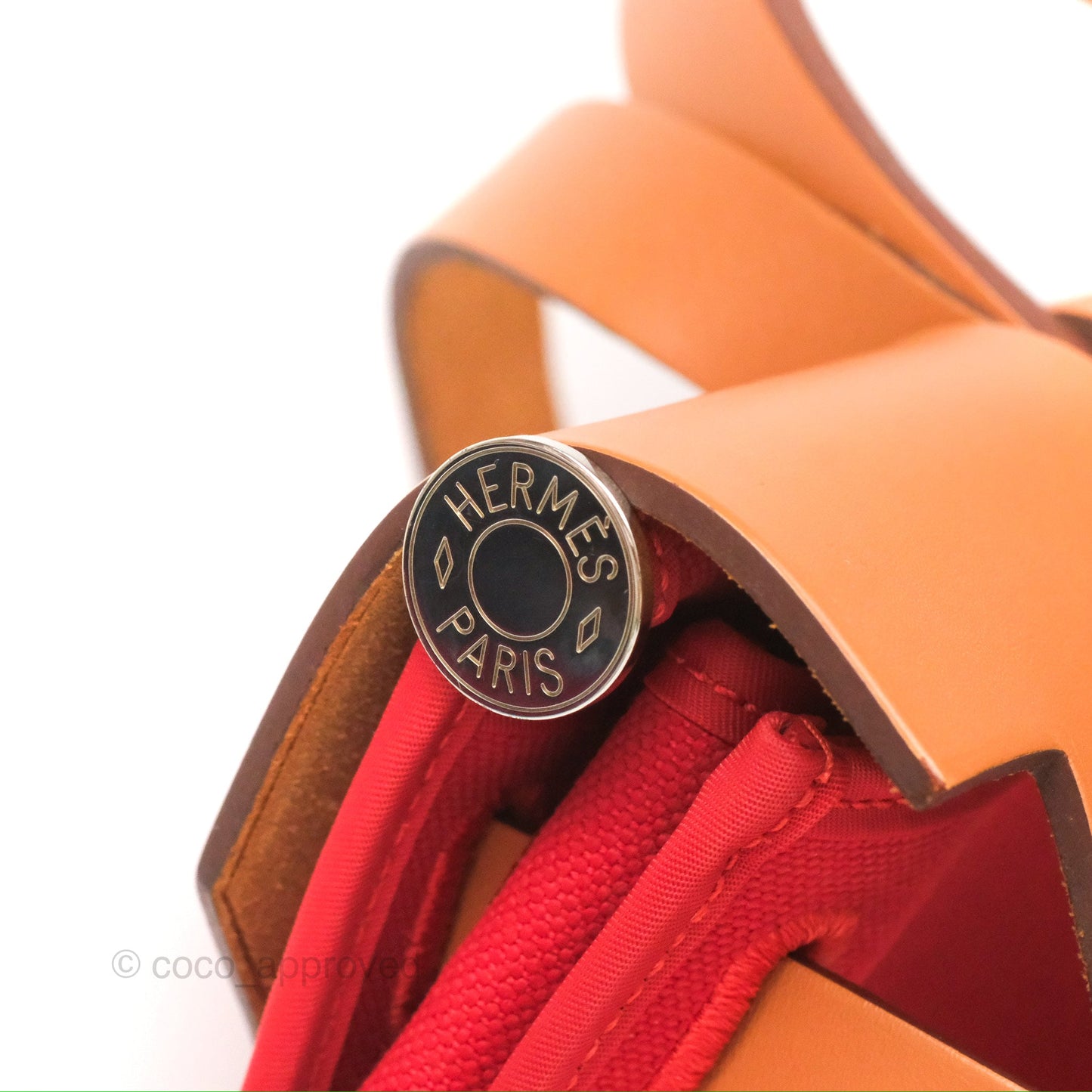 Hermès Herbag Zip 31 Retourne Red/Natural Canvas Palladium Hardware