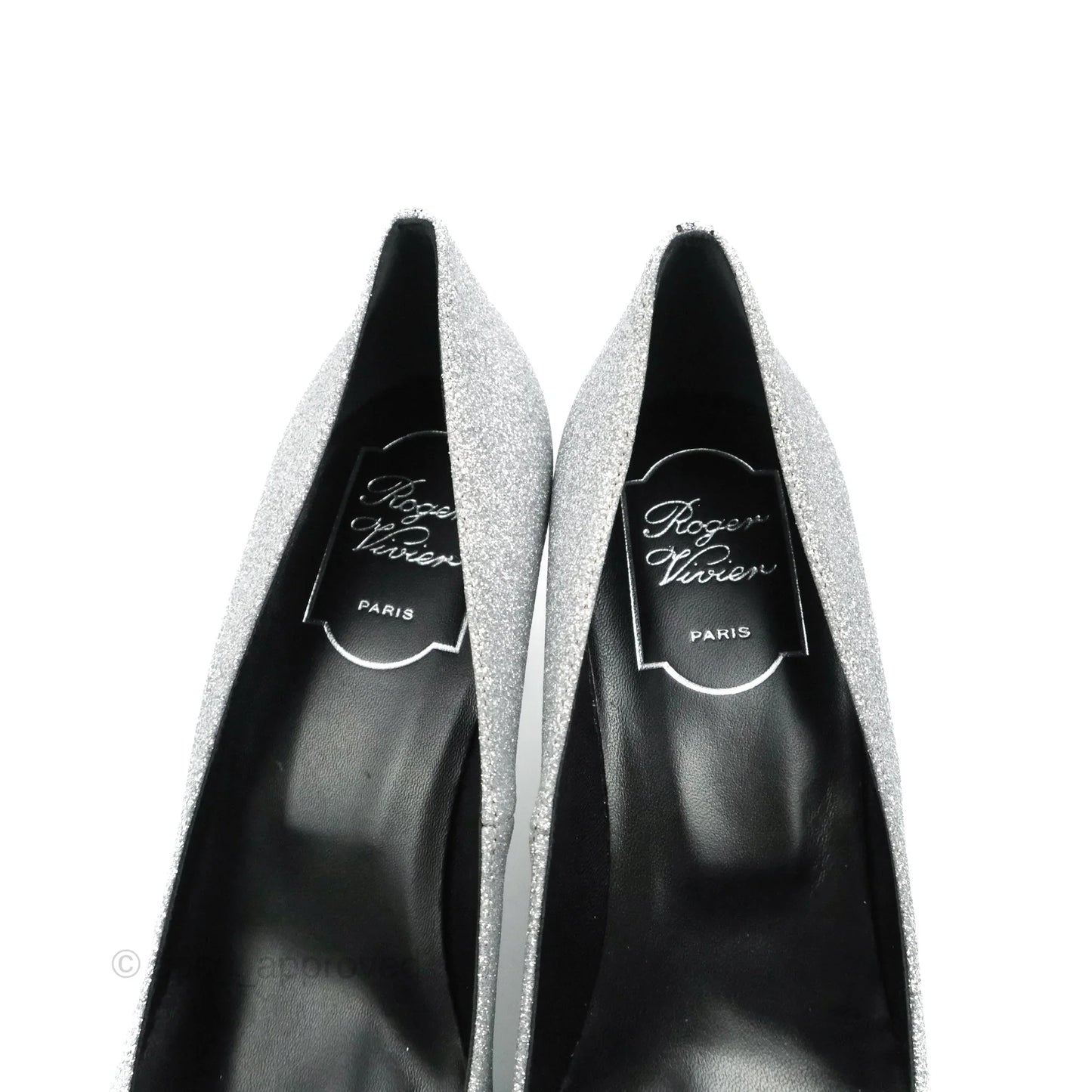 Roger Vivier Belle Vivier Trompette Crystal Pumps Silver Size 38.5