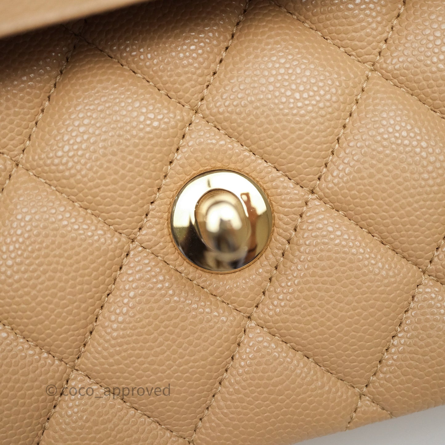 Chanel Classic M/L Medium Flap Quilted Beige Caviar Gold Hardware