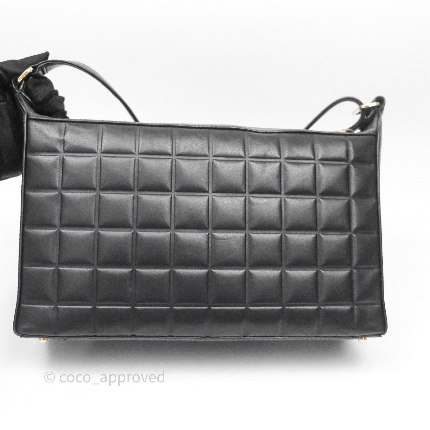 Chanel Vintage Chocolate Bar Shoulder Bag Black Lambskin