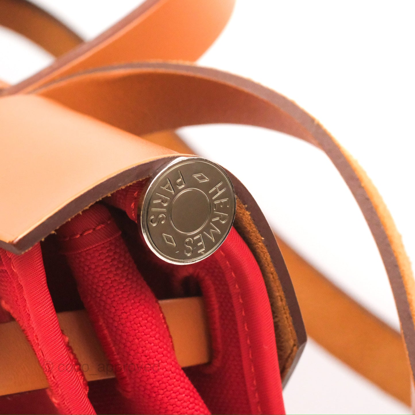 Hermès Herbag Zip 31 Retourne Red/Natural Canvas Palladium Hardware
