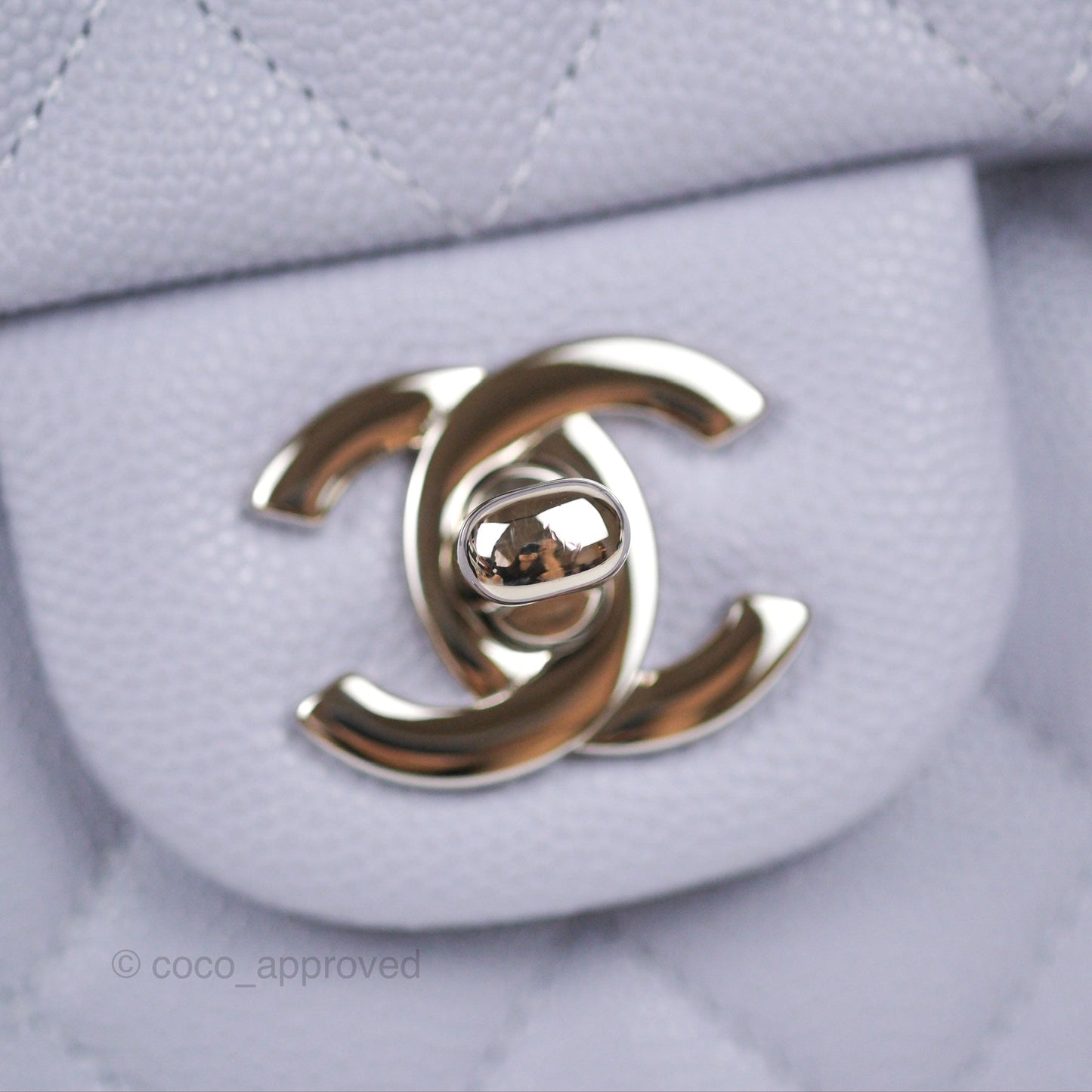 Chanel Classic M/L Medium Flap Quilted Lilac Caviar Silver Hardware