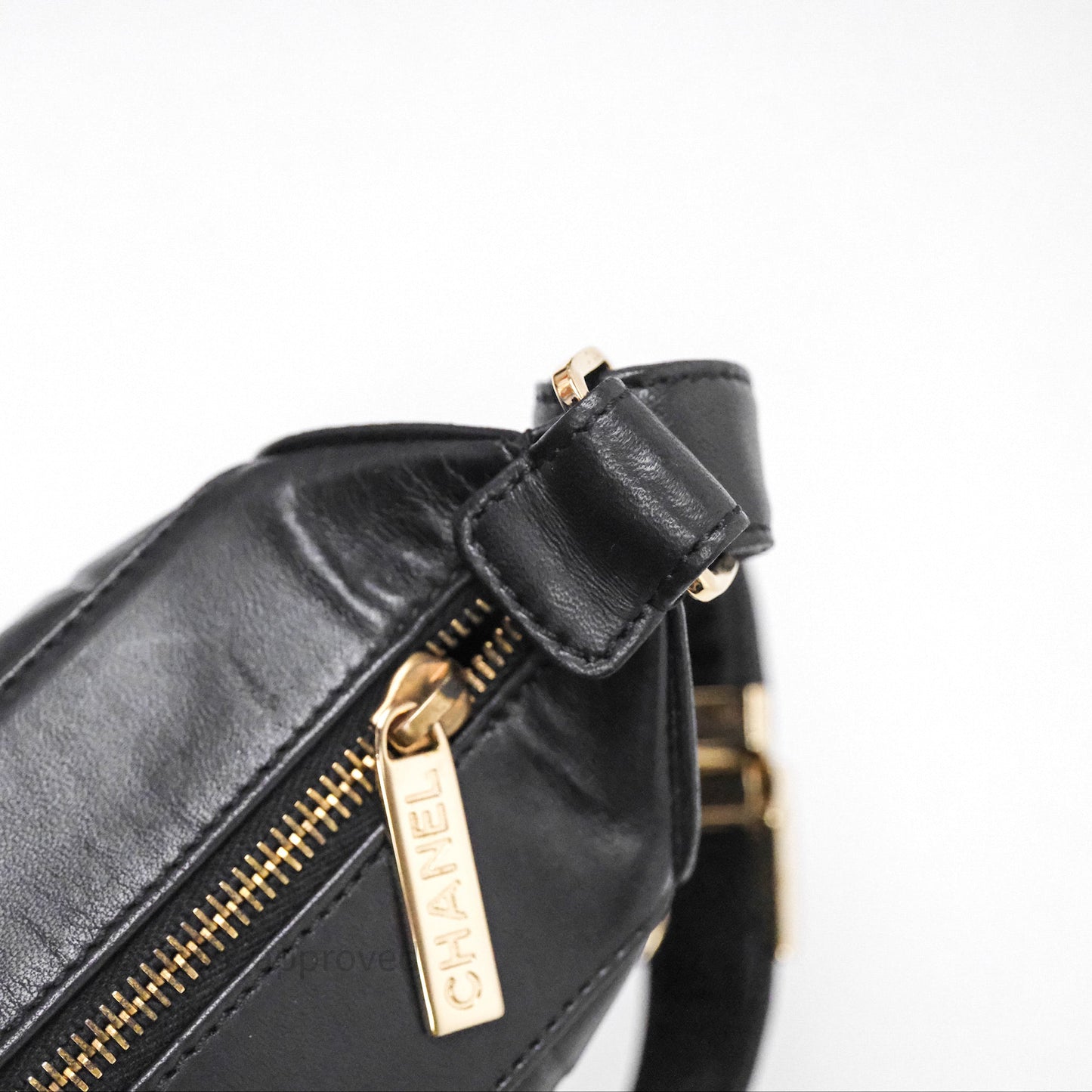 Chanel Vintage Chocolate Bar Shoulder Bag Black Lambskin