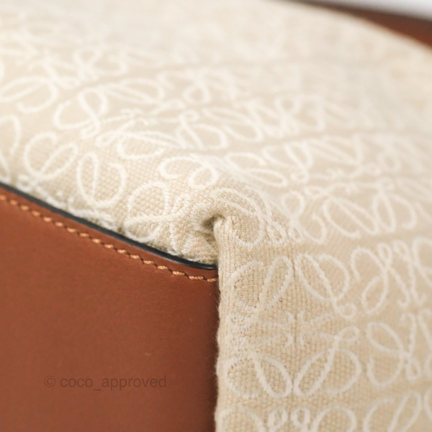 Loewe Small Cubi bag in Anagram Jacquard & Calfskin Ecru/Tan