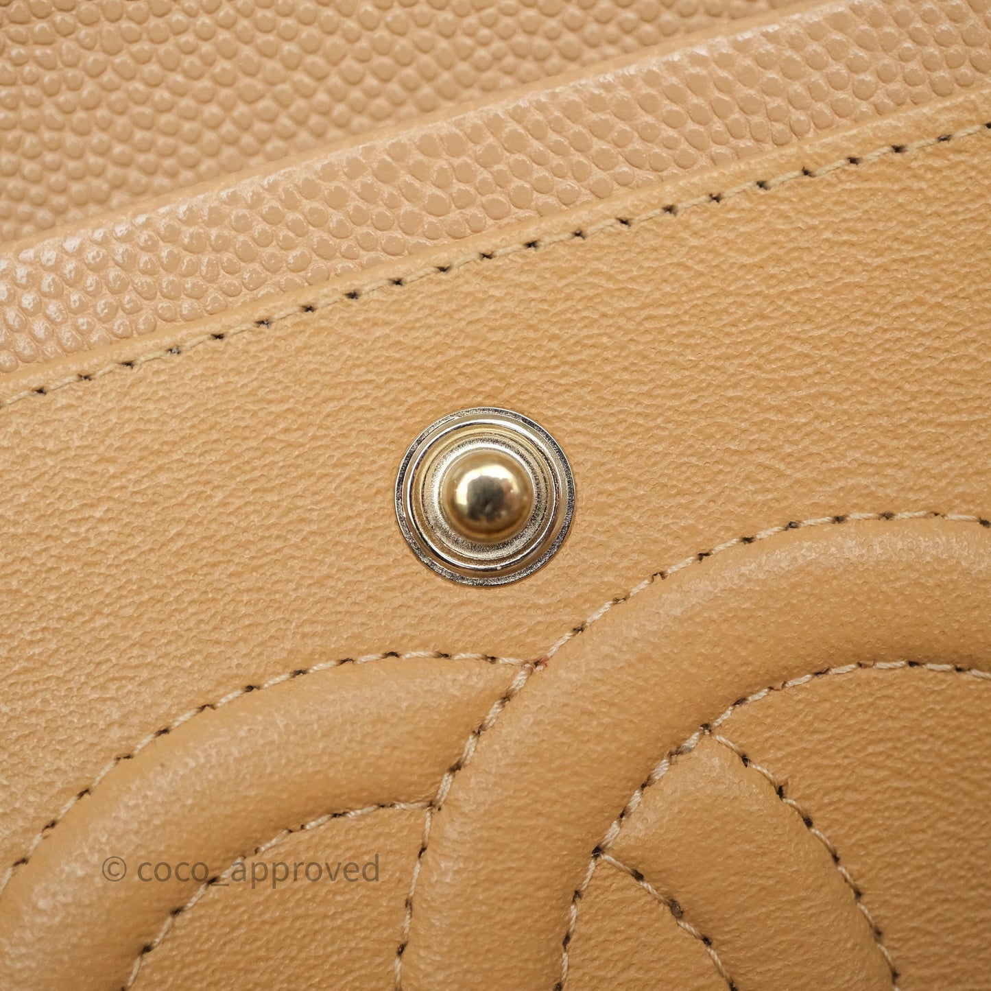 Chanel Classic M/L Medium Flap Quilted Beige Caviar Gold Hardware
