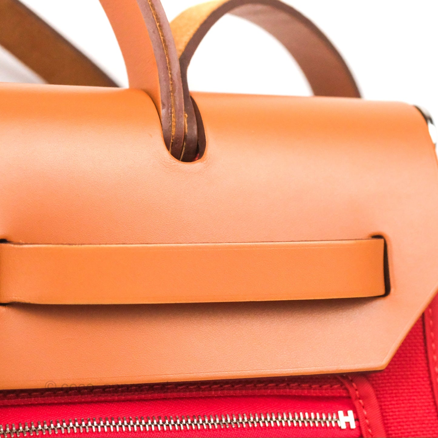 Hermès Herbag Zip 31 Retourne Red/Natural Canvas Palladium Hardware