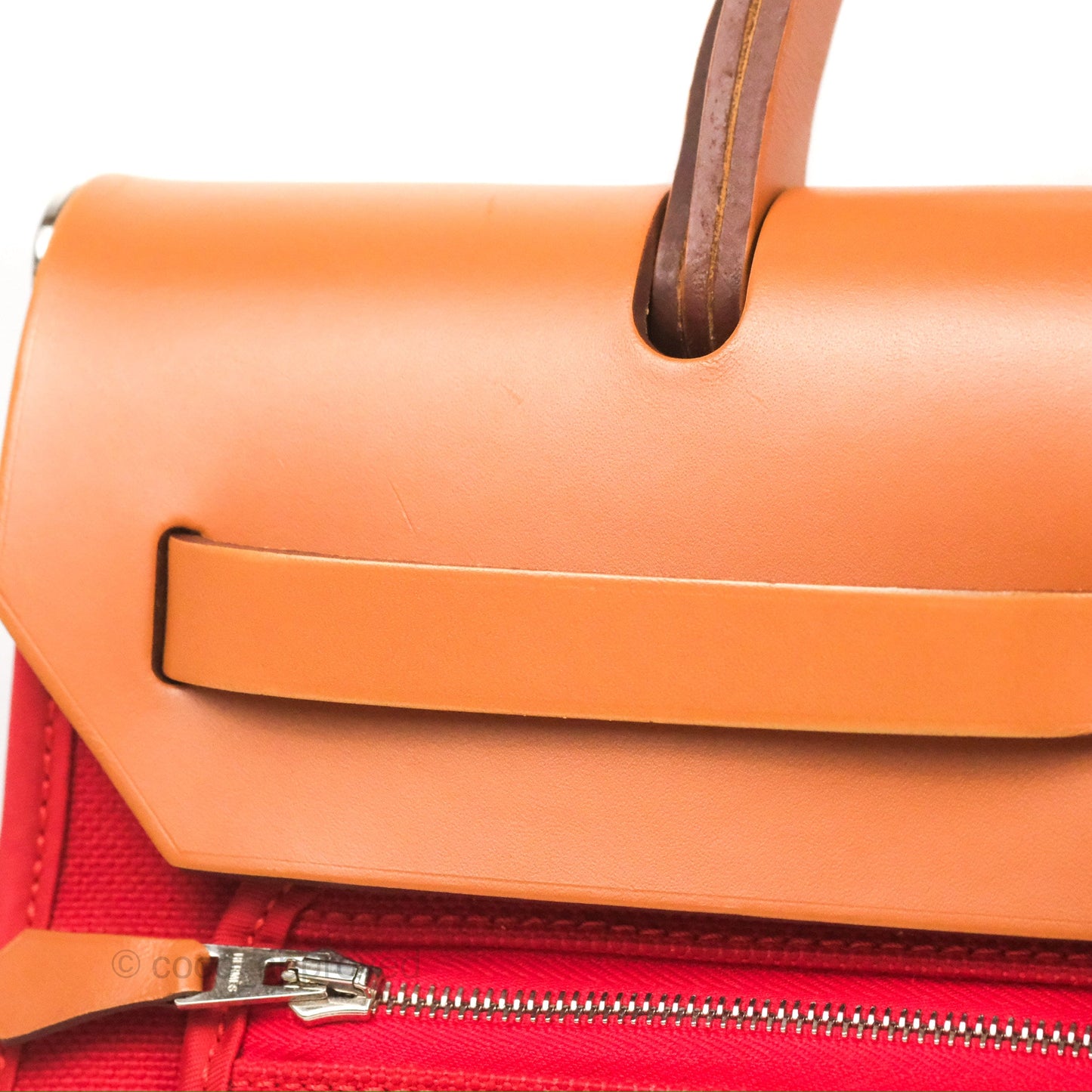 Hermès Herbag Zip 31 Retourne Red/Natural Canvas Palladium Hardware