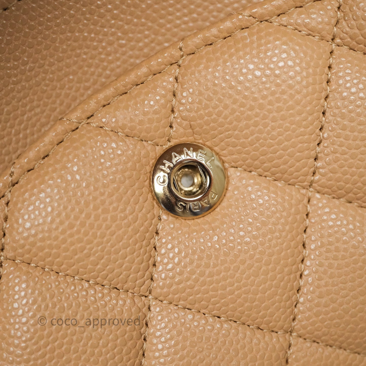 Chanel Classic M/L Medium Flap Quilted Beige Caviar Gold Hardware