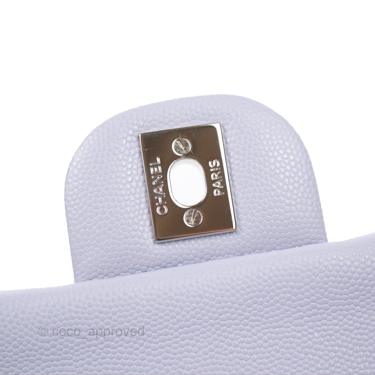 Chanel Classic M/L Medium Flap Quilted Lilac Caviar Silver Hardware