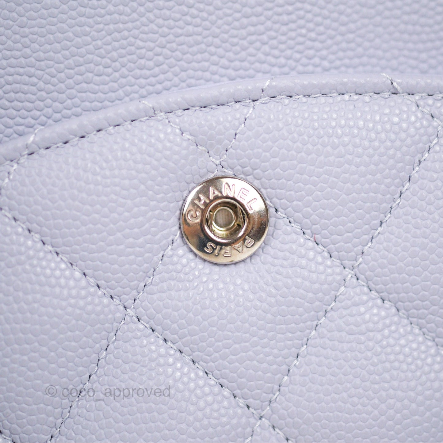 Chanel Classic M/L Medium Flap Quilted Lilac Caviar Silver Hardware