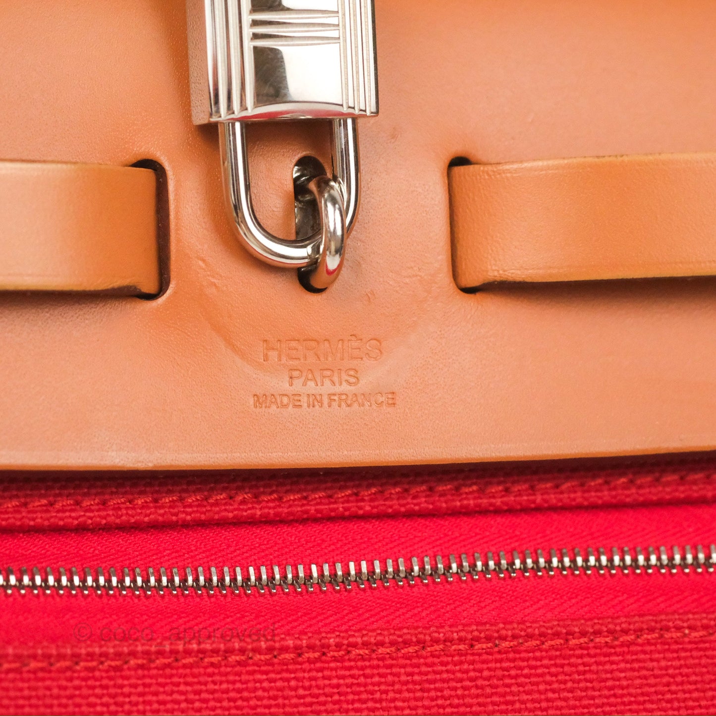 Hermès Herbag Zip 31 Retourne Red/Natural Canvas Palladium Hardware