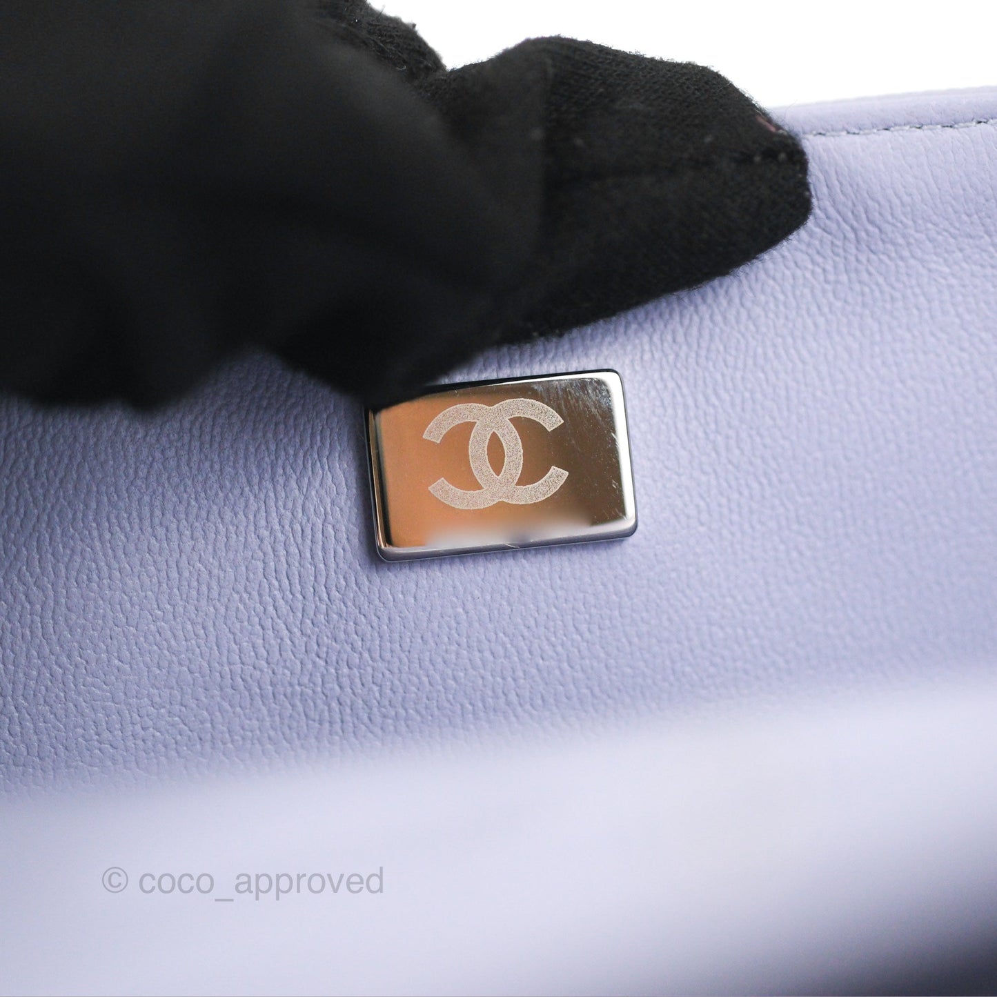 Chanel Classic M/L Medium Flap Quilted Lilac Caviar Silver Hardware