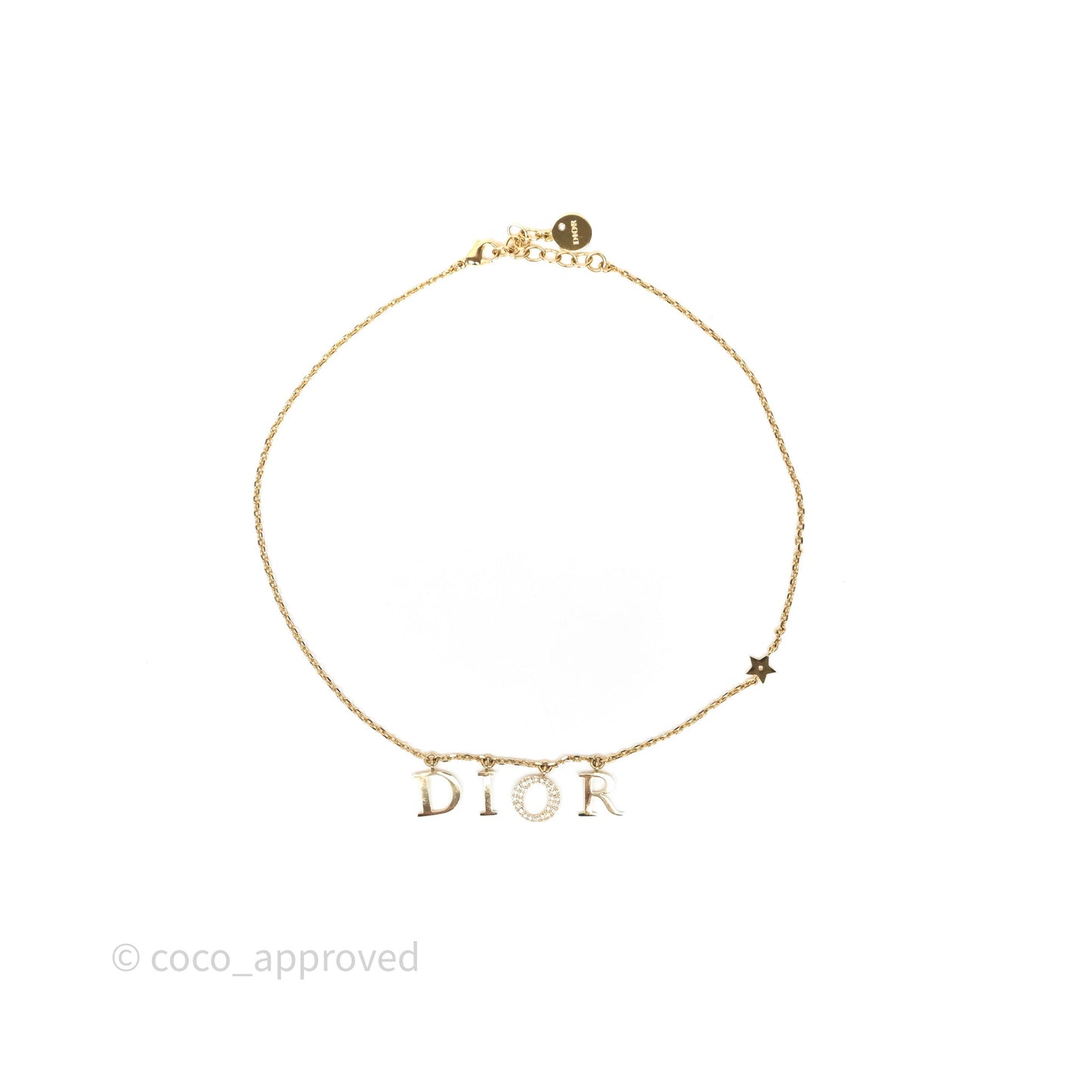 Christian Dior Logo Necklace Gold Tone