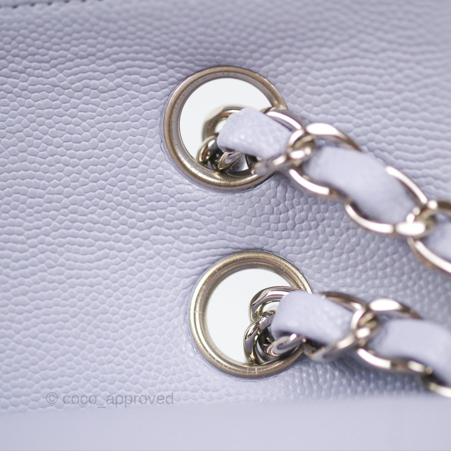 Chanel Classic M/L Medium Flap Quilted Lilac Caviar Silver Hardware