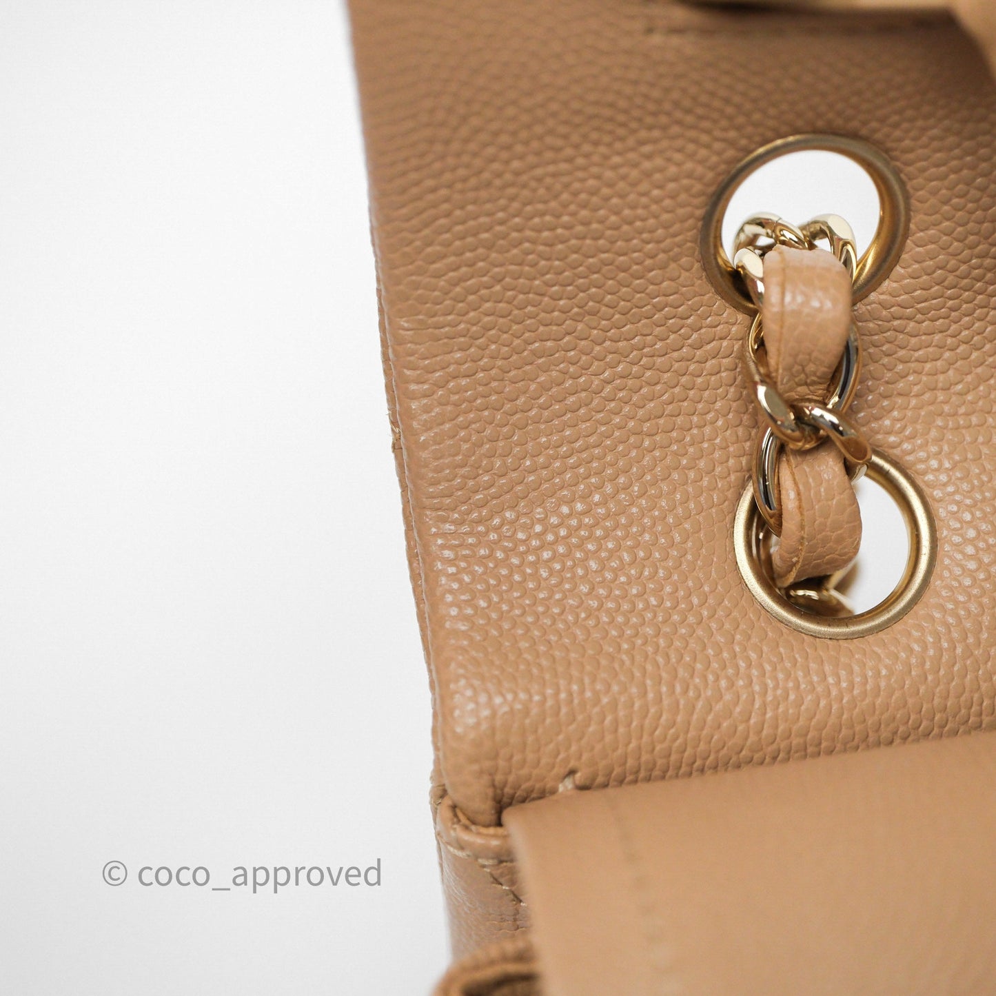 Chanel Classic M/L Medium Flap Quilted Beige Caviar Gold Hardware