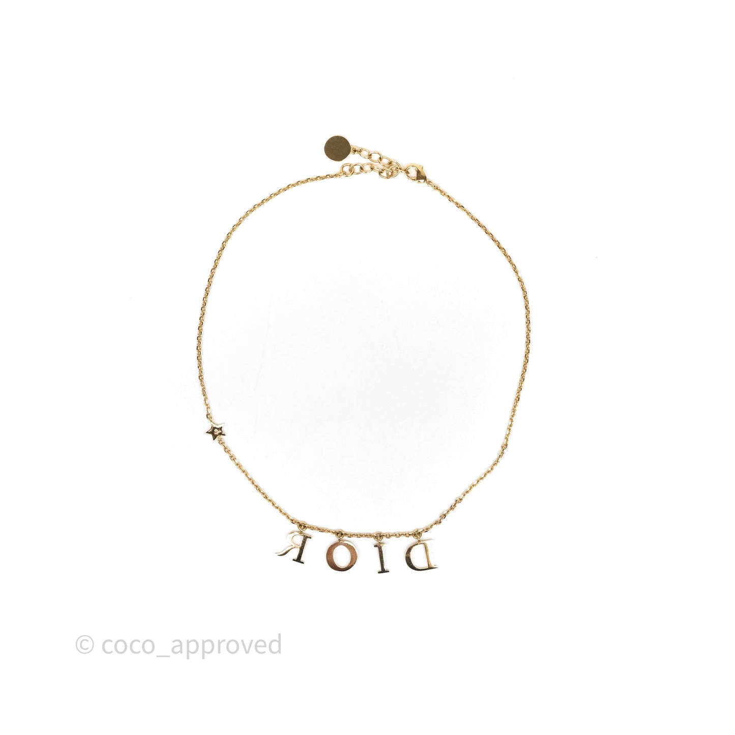 Christian Dior Logo Necklace Gold Tone