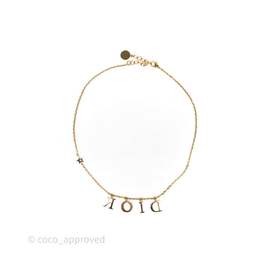 Christian Dior Logo Necklace Gold Tone