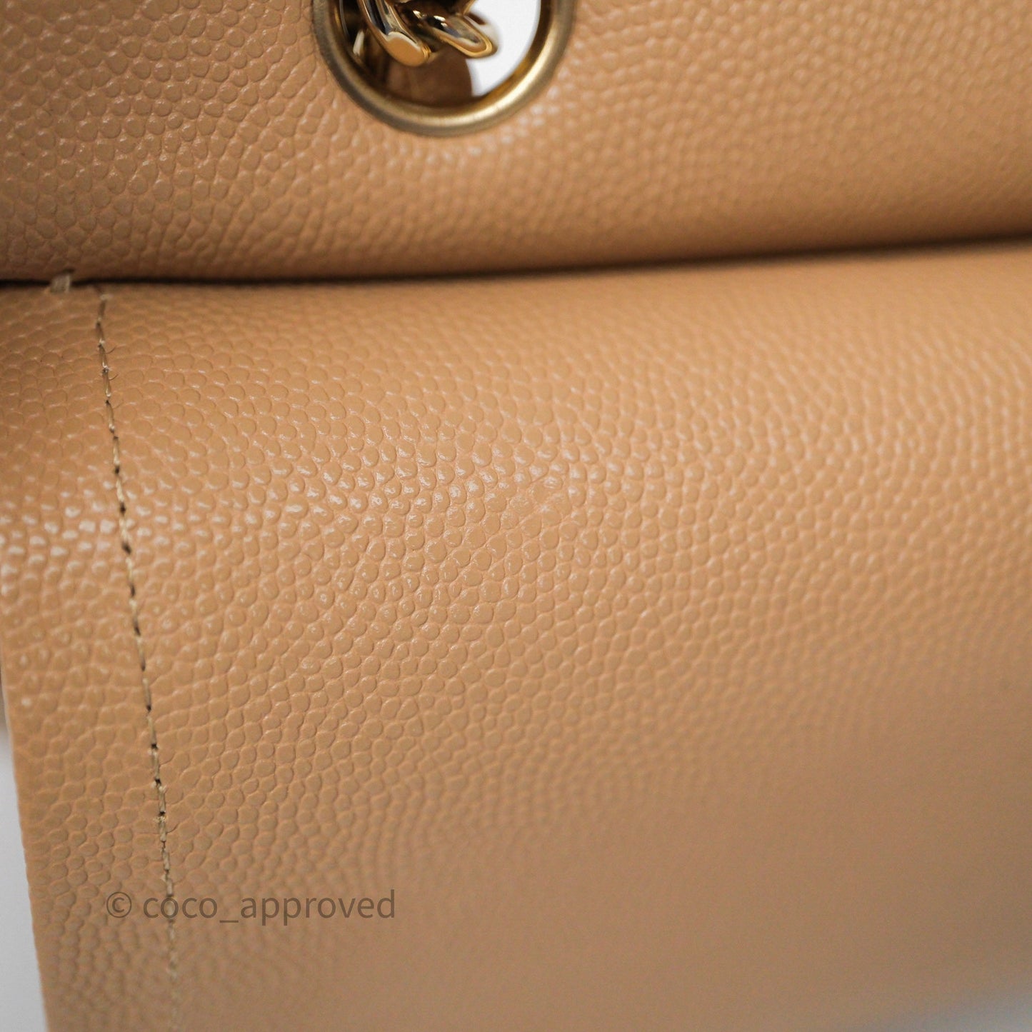 Chanel Classic M/L Medium Flap Quilted Beige Caviar Gold Hardware