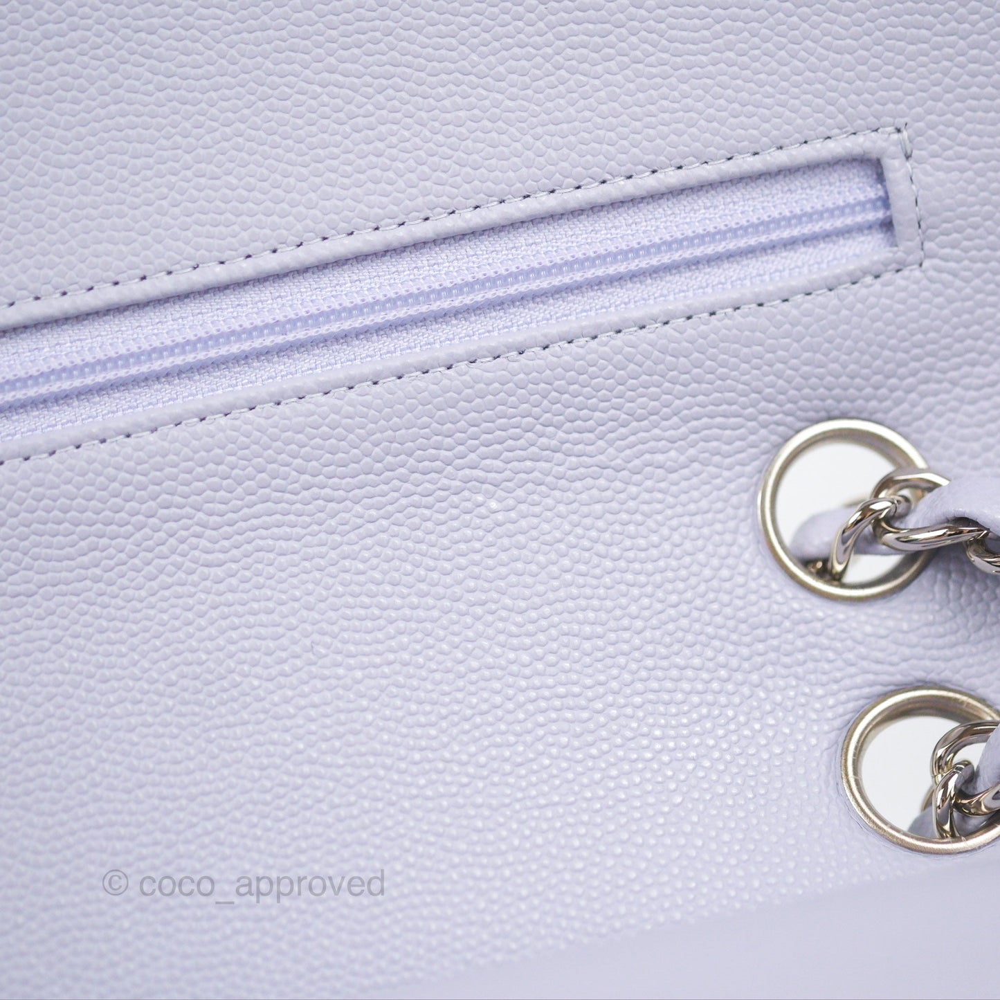Chanel Classic M/L Medium Flap Quilted Lilac Caviar Silver Hardware