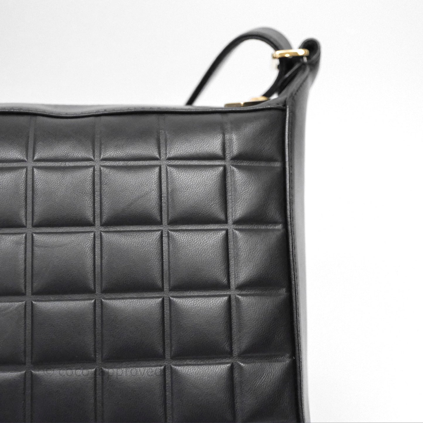 Chanel Vintage Chocolate Bar Shoulder Bag Black Lambskin