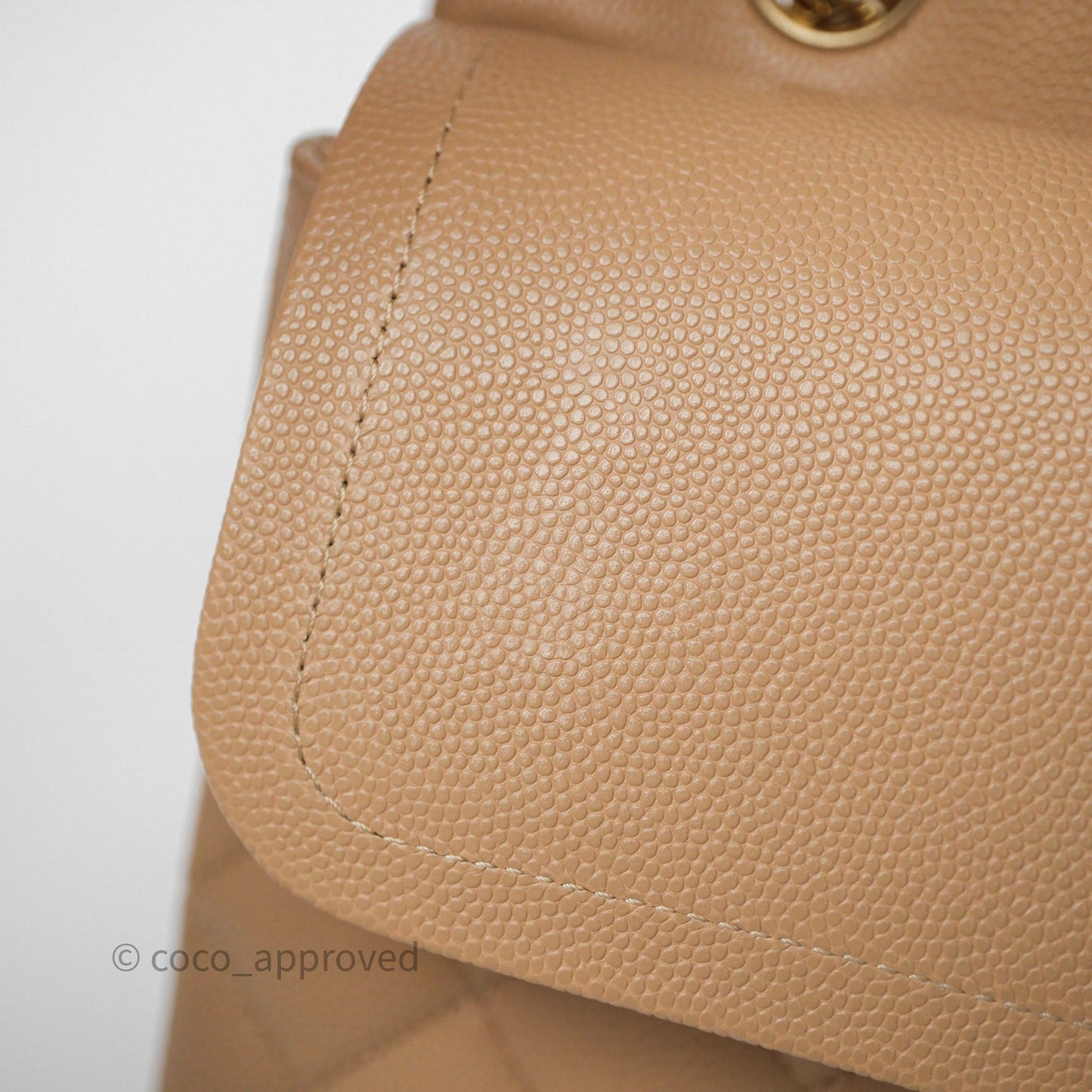 Chanel Classic M/L Medium Flap Quilted Beige Caviar Gold Hardware