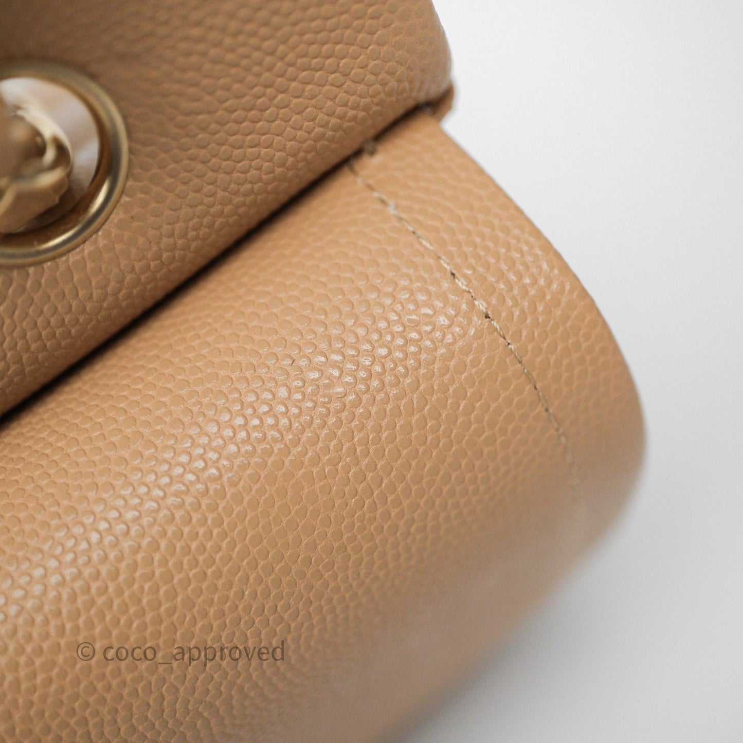 Chanel Classic M/L Medium Flap Quilted Beige Caviar Gold Hardware