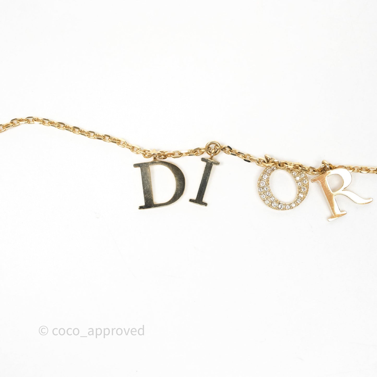 Christian Dior Logo Necklace Gold Tone