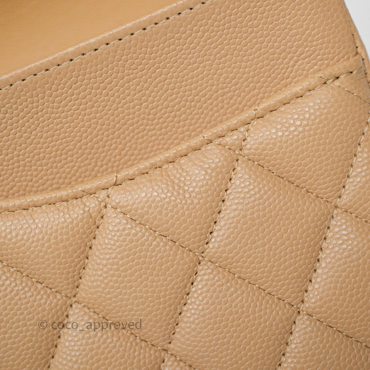 Chanel Classic M/L Medium Flap Quilted Beige Caviar Gold Hardware