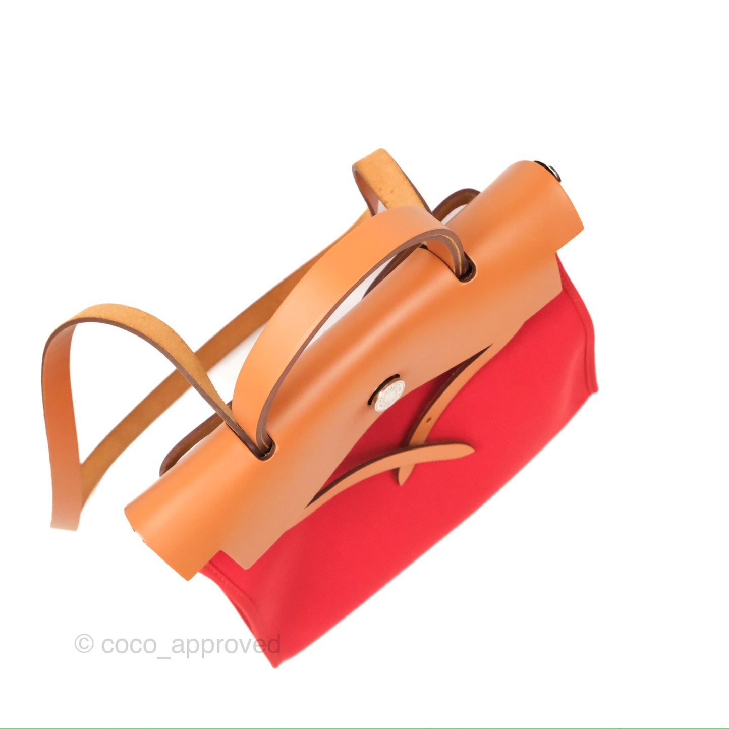 Hermès Herbag Zip 31 Retourne Red/Natural Canvas Palladium Hardware